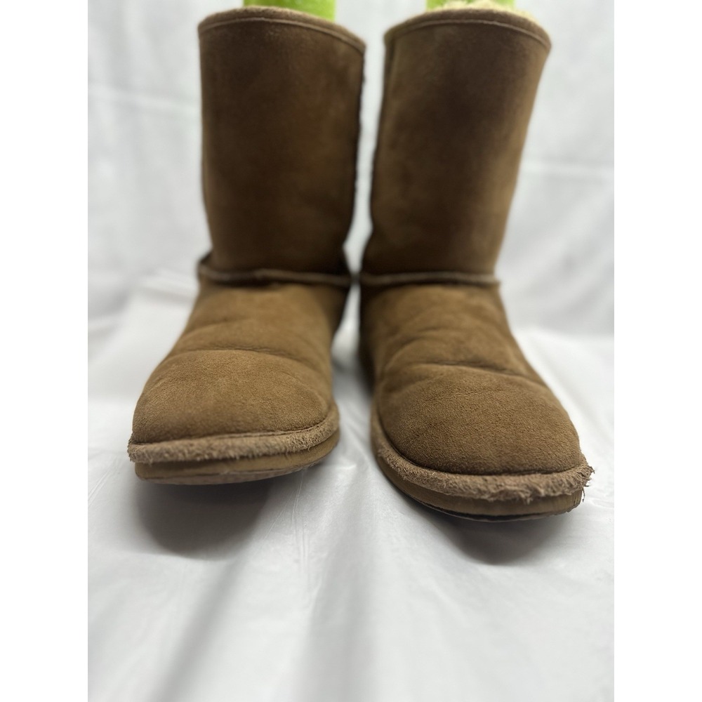 LL Bean Sz9 Wicked Good Shearling Lined Mid Brown Calf Suede Rubber Sole Boots